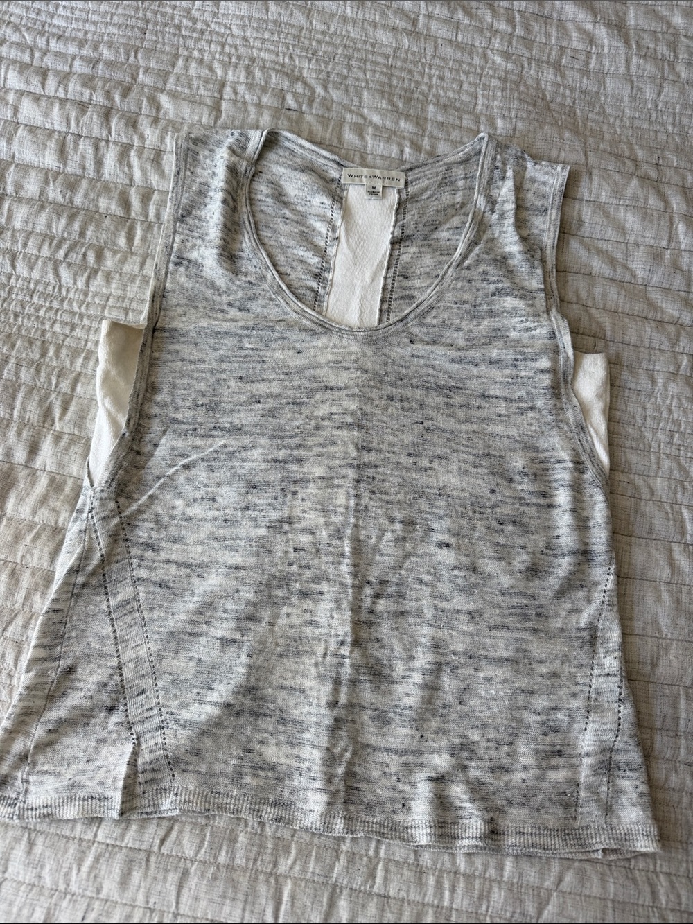 White + Warren Light Gray Marled Scoop Tank